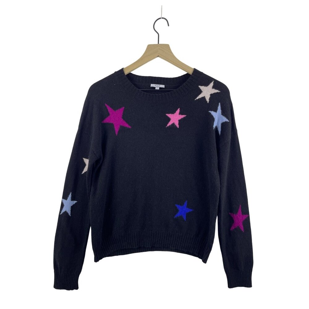 Rails Women's XS Cashmere Wool Presley Black Cosmo Star Black Sweater Jumper